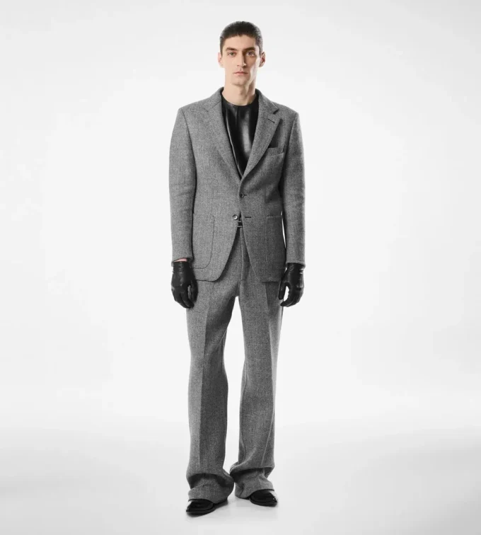 Sharkskin Herringbone Double Splittable Jacket