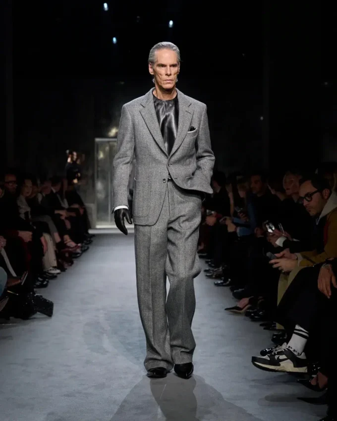Sharkskin-Hose mit Fischgrätenmuster und doppelter Teilbarkeit