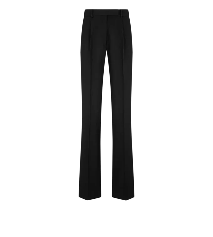 Sharp Grain De Poudre Relaxed Pleated Straight Pants
