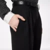 Sharp Grain De Poudre Relaxed Pleated Straight Pants