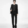 Sharp Grain De Poudre Relaxed Pleated Straight Pants