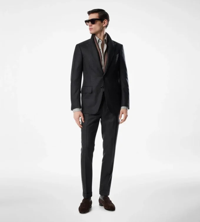 Shelton-Jacke mit Fischgrätenmuster