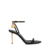 Shiny Leather Padlock Pointy Naked Sandal 85 mm