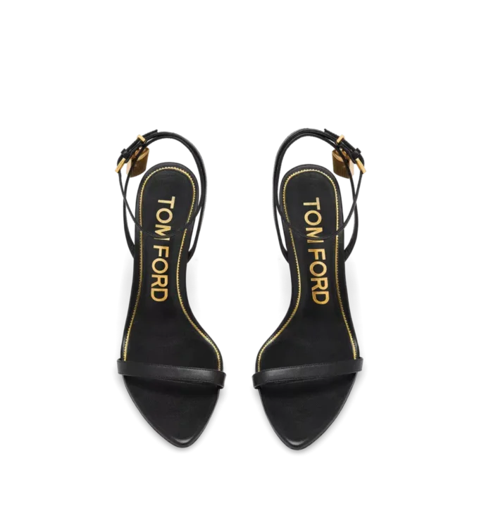 Shiny Leather Padlock Pointy Naked Sandal 85 mm