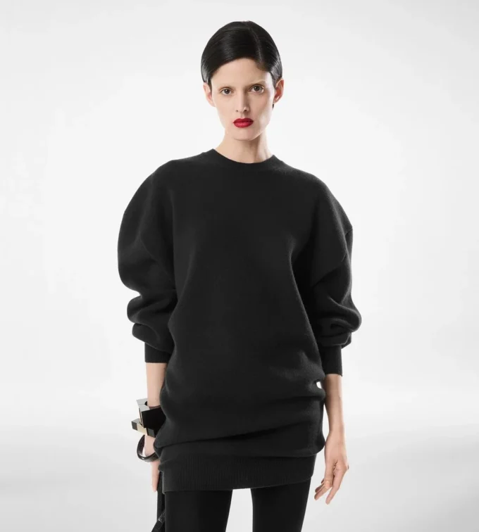 Skulpturales Sweatshirt-Minikleid aus Wolle und Kaschmir