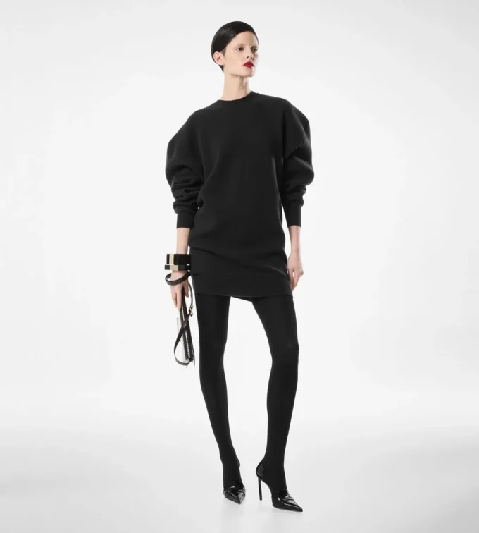 Skulpturales Sweatshirt-Minikleid aus Wolle und Kaschmir