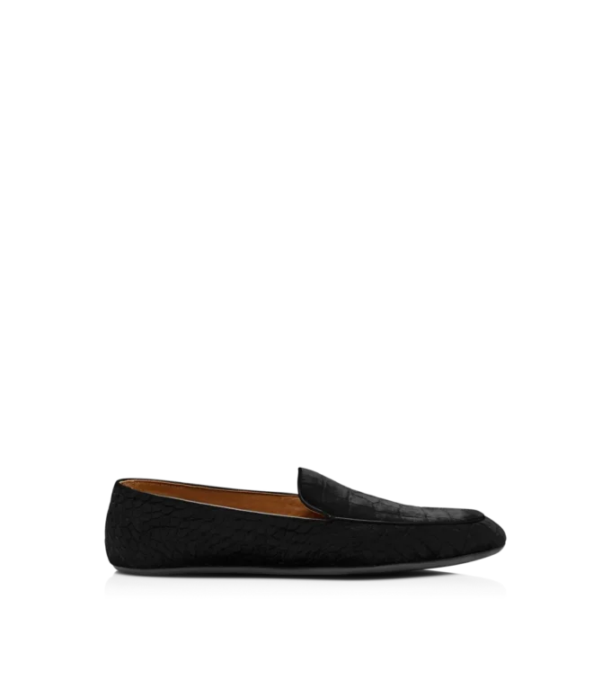Slipper aus geprägtem Krokodilleder-Samt