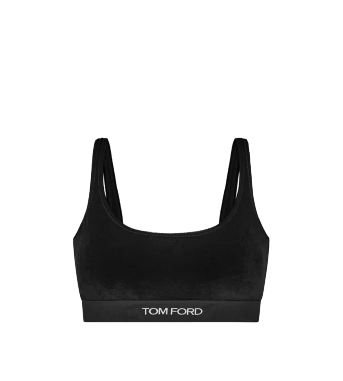 Stretch-Bralette aus glänzendem Velours