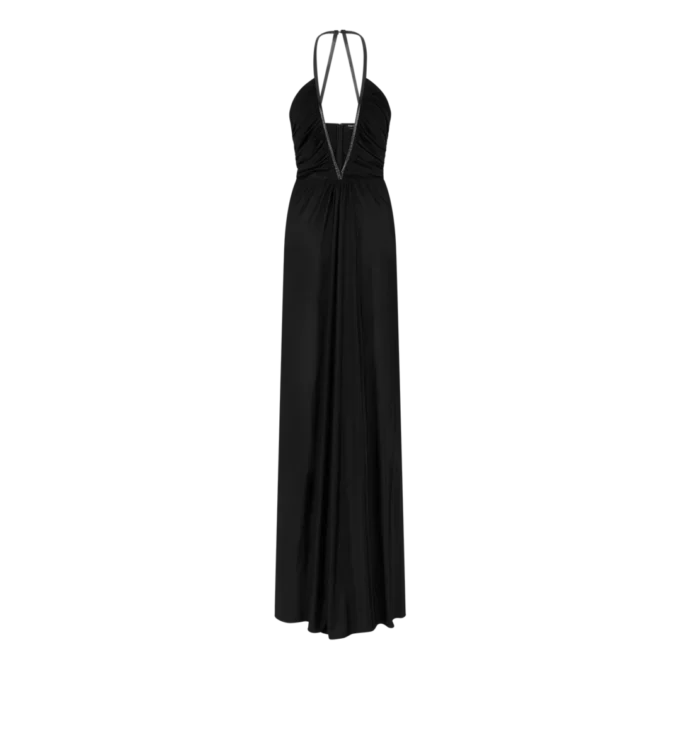 Stretch-Jersey-Abendkleid mit tiefem V-Ausschnitt