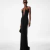 Stretch-Jersey-Abendkleid mit tiefem V-Ausschnitt