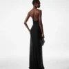 Stretch-Jersey-Abendkleid mit tiefem V-Ausschnitt