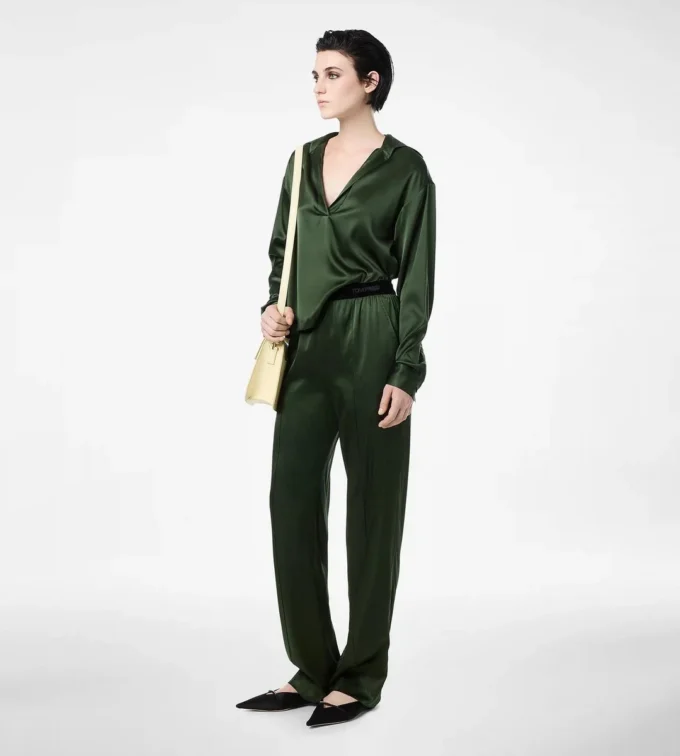 Stretch-Seidensatin-Pyjama-Hose
