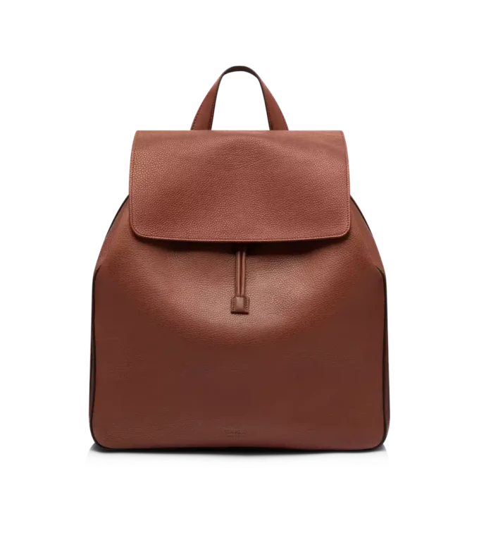 T-Line-Rucksack mit Klappe aus genarbtem Leder