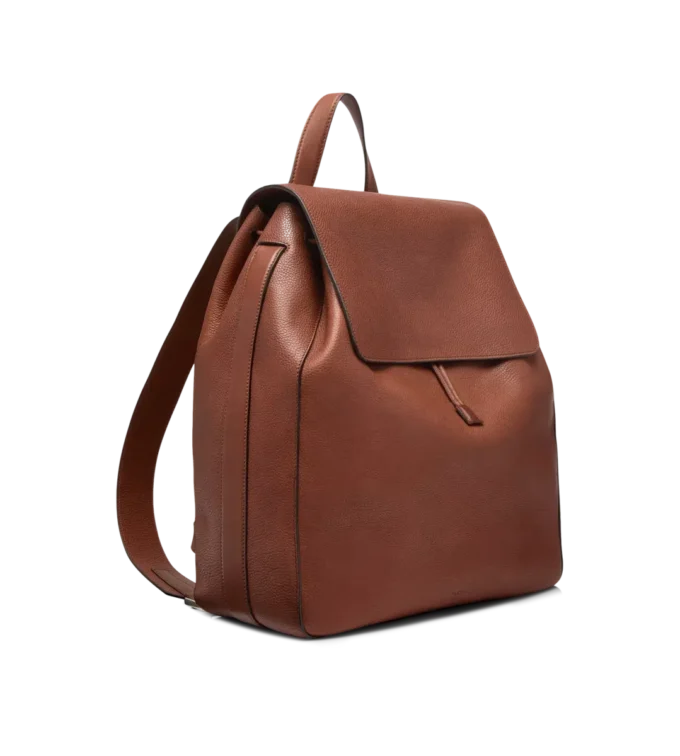 T-Line-Rucksack mit Klappe aus genarbtem Leder