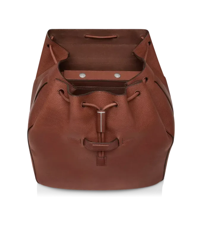 T-Line-Rucksack mit Klappe aus genarbtem Leder