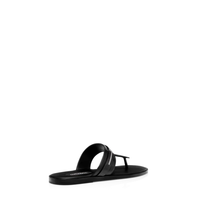 T-Sandale aus glattem Leder