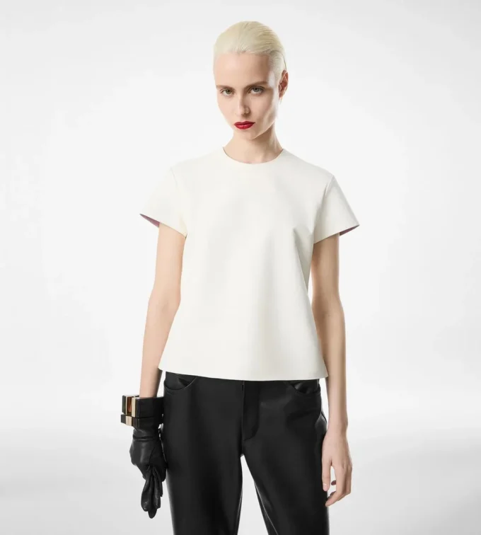 T-Shirt aus Nappa Lux und gewaschenem Duchesse