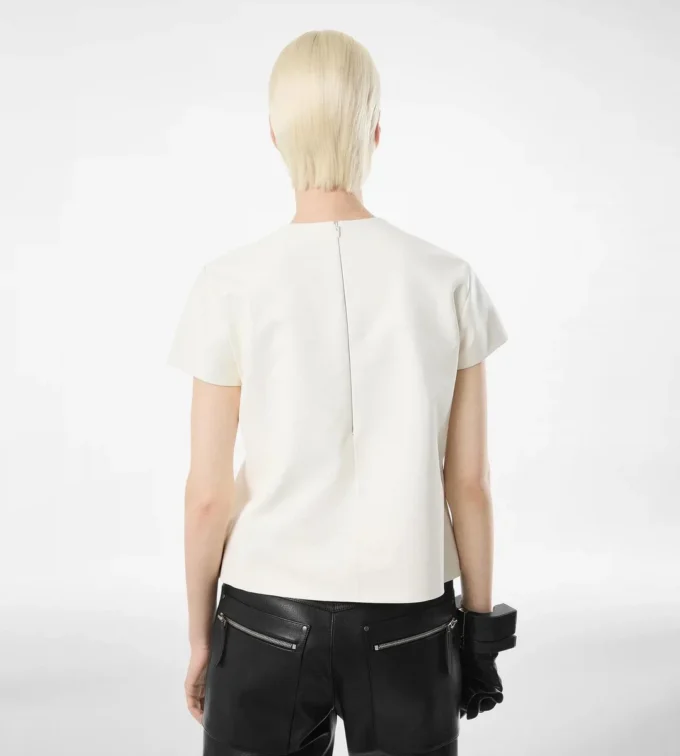 T-Shirt aus Nappa Lux und gewaschenem Duchesse