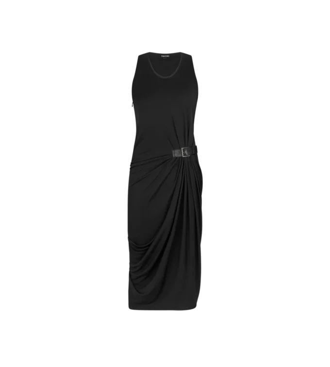 Tank-Top-Kleid mit Lederdetails
