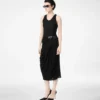 Tank-Top-Kleid mit Lederdetails