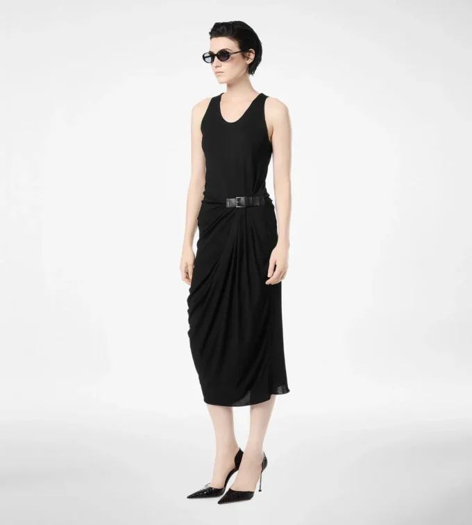 Tank-Top-Kleid mit Lederdetails