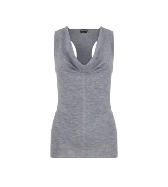 Tanktop aus Merinowolle mit Rippstrick und Rollkragen