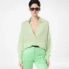 Ultraweiches Oversize-Strickoberteil aus Kaschmir und Seide mit offenem Polokragen