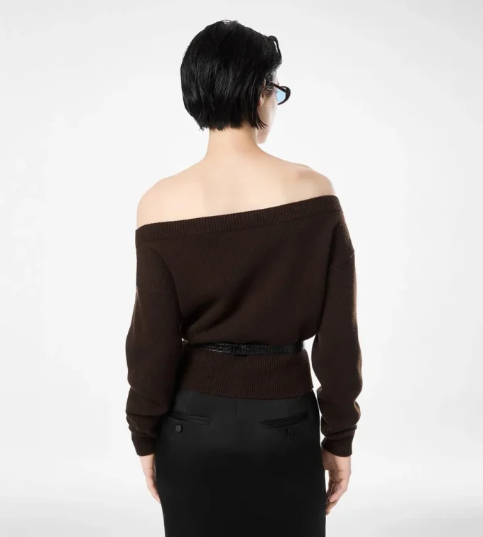 Weiche Kaschmir-Strickjacke mit offenem Kragen und verkürzter Passform