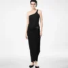 One-Shoulder-Oberteil aus Seidenmischung mit Rippstrick