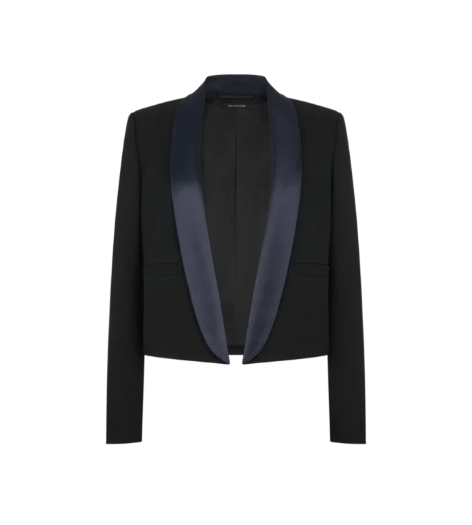 Zweifarbige, einreihige Smokingjacke mit Schalkragen und verkürztem Schnitt