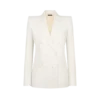 Zweireihige Jacke aus Wolle und Seide mit Schattenstreifen und Spitzkragen