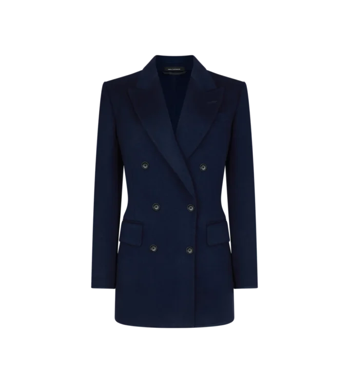 Zweireihige Jacke mit Lederkragen