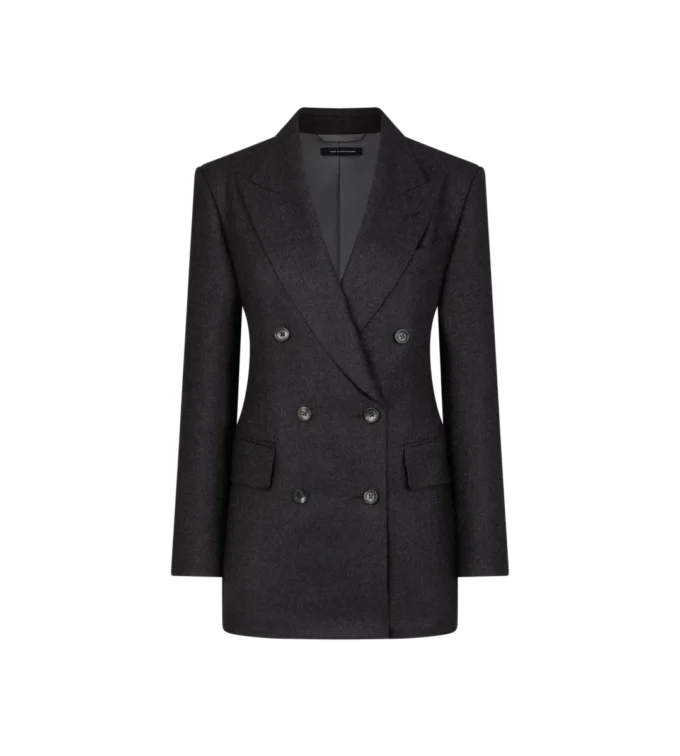 Zweireihige Kaschmirjacke mit Spitzkragen