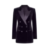 Zweireihige Smokingjacke aus Samt mit Spitzkragen